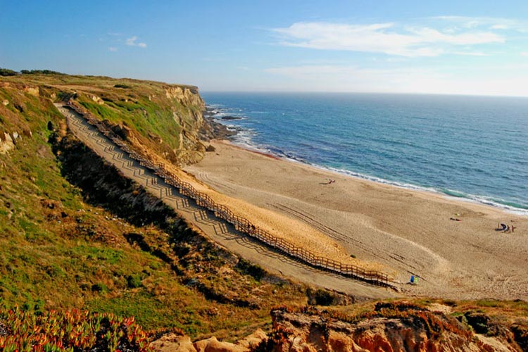 Vue panoramique d'une plage avec des falaises