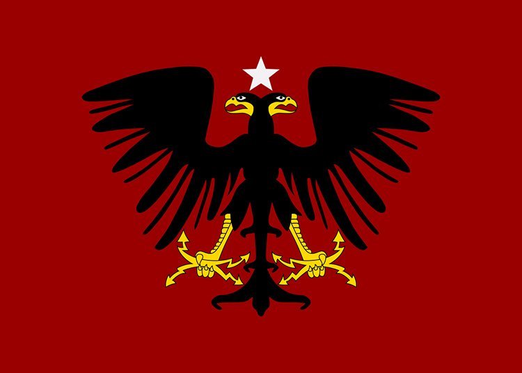 Drapeau avec un aigle noir
