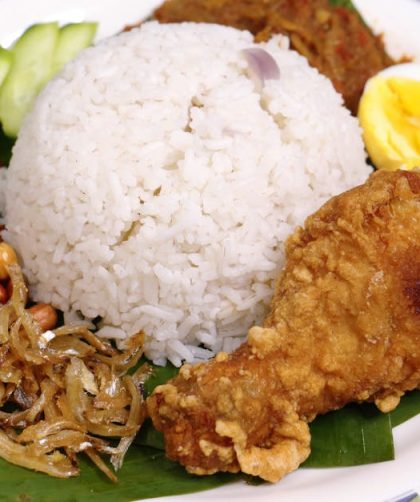 découvrez le nasi lemak, un plat malaisien emblématique à base de riz cuit dans du lait de coco, servi avec des accompagnements savoureux comme des anchois frits, des cacahuètes, des œufs durs et sambal. un voyage culinaire qui éveille vos sens !