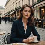 Femme assise à une table de café