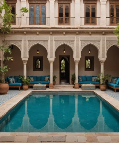 Vue intérieure d'un riad marocain