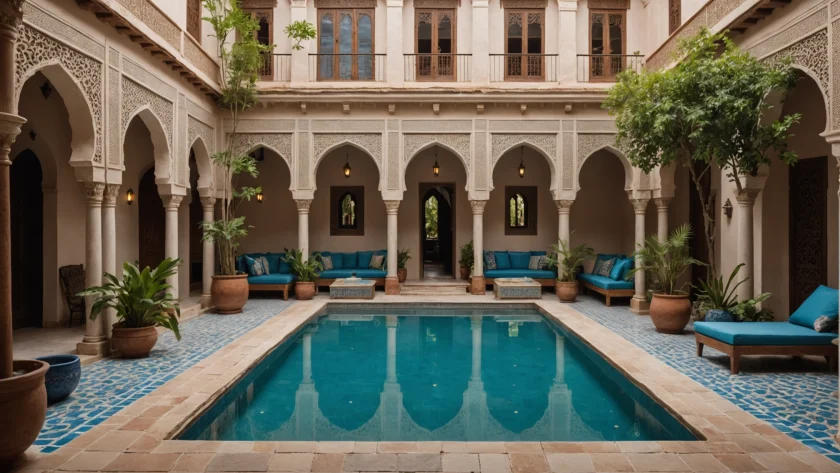 Vue intérieure d'un riad marocain