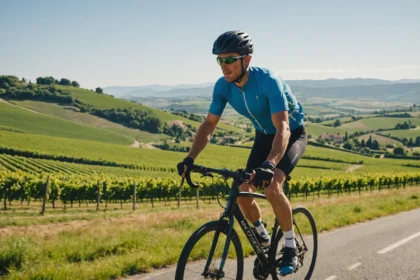 Cycliste sur une route en pleine nature