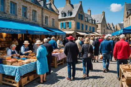 Des personnes se promenant dans un marché animé