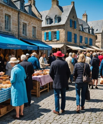Des personnes se promenant dans un marché animé