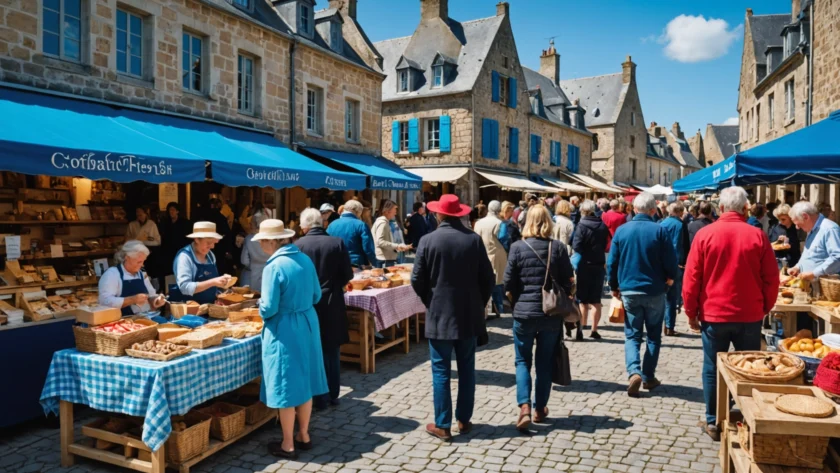 Des personnes se promenant dans un marché animé