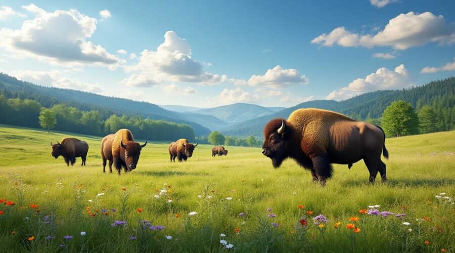 Découvrez la Réserve des bisons d'Europe de la Margeride, un havre de paix dédié à la préservation de cette espèce majestueuse. Explorez des paysages naturels préservés, observez des bisons évoluant dans leur habitat et apprenez-en plus sur les efforts de conservation. Une expérience unique au cœur de la nature auvergnate.